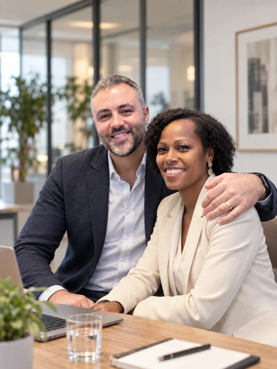 Matthias und Jenny Fritschi am Arbeitstisch