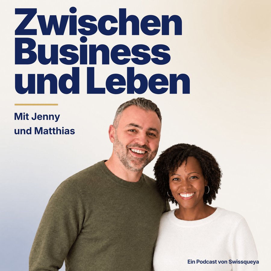 Podcast-Cover «Zwischen Business und Leben» mit Jenny und Matthias